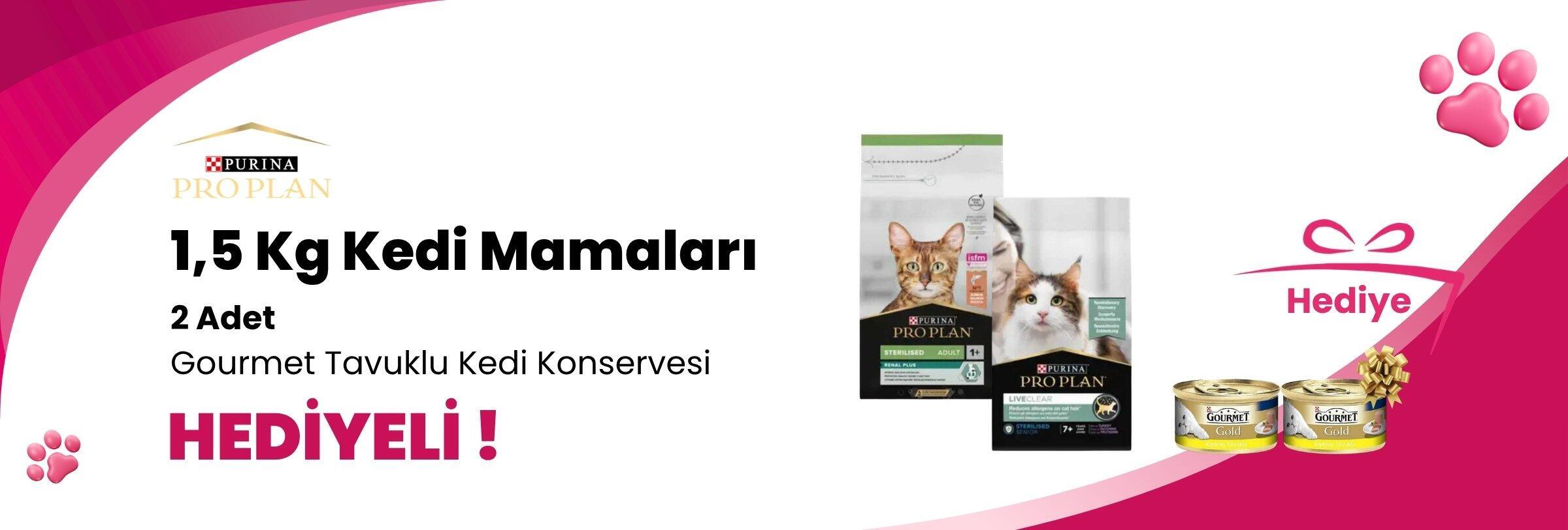 Pro Plan 1,5 Kg Kedi Mamalarına Gourmet Gold Kıyılmış Tavuklu Yetişkin Kedi Konservesi 85 gr Hediye