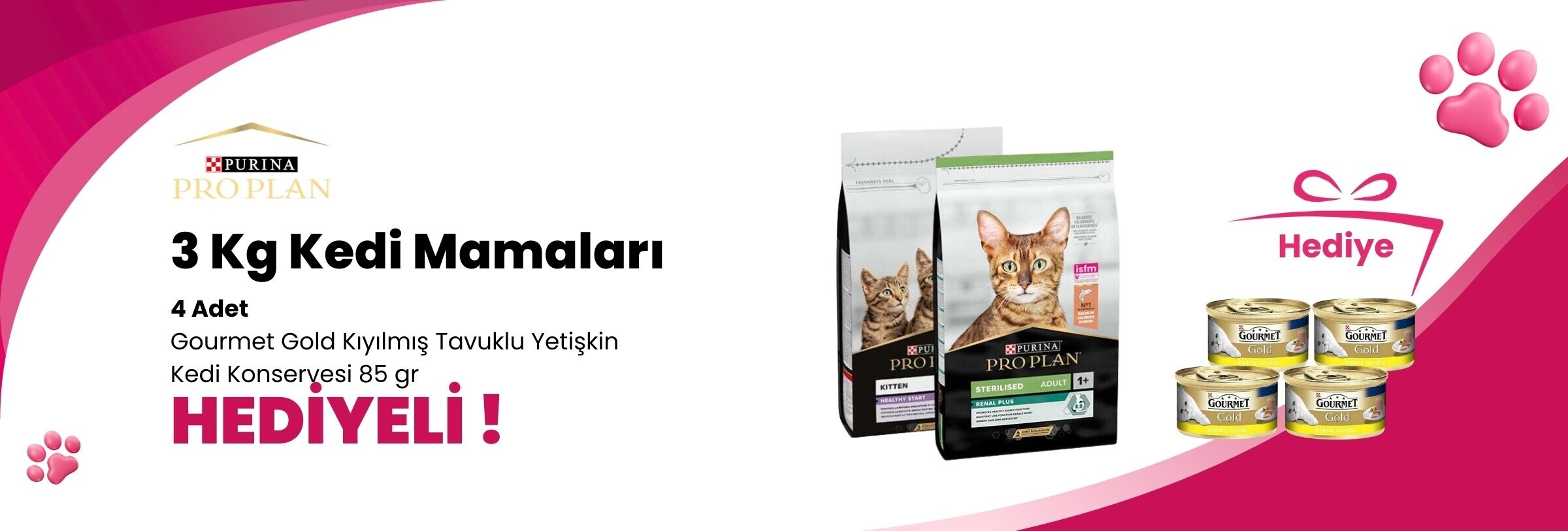 Pro Plan 3 Kg Kedi Mamalarına 2 Adet Pro Plan Feline Hydra Care Kedi Sıvı Destek Maması 85 gr Hediye
