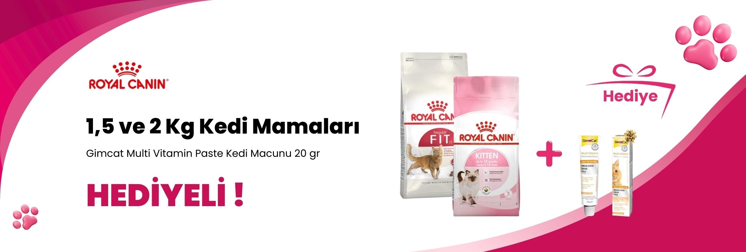 Royal Canin 1,5 ve 2 Kg Kedi Mamalarına Supreme Cat Kıyılmış Ördek ve Somonlu Kedi Konservesi 85 gr ve Supreme Cat Püre Ton Balıklı Kedi Konservesi 85 gr Hediye