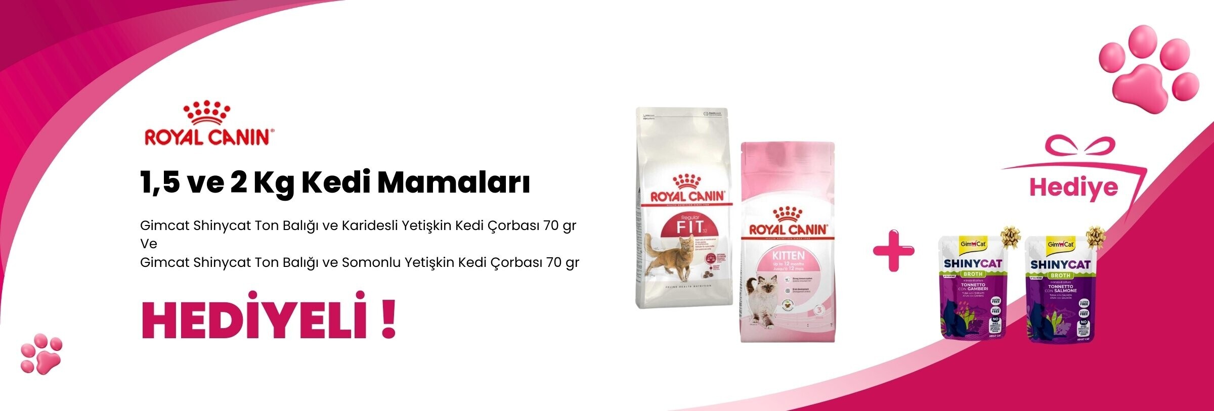 Royal Canin 1,5 ve 2 Kg Kedi Mamalarına Supreme Cat Kıyılmış Ördek ve Somonlu Kedi Konservesi 85 gr ve Supreme Cat Püre Ton Balıklı Kedi Konservesi 85 gr Hediye