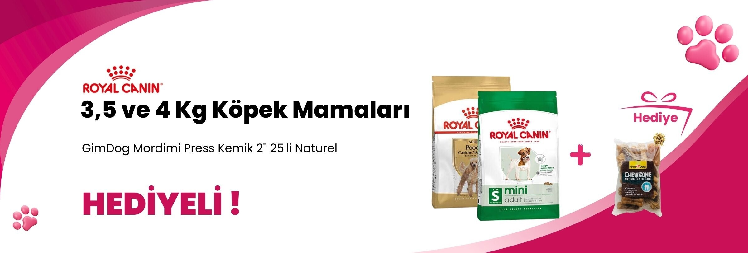 Royal Canin 3 ve 4 Kg Köpek Mamalarına 2 Adet Royal Canin Mini Adult Küçük Irk Yetişkin Köpek Konservesi 85 gr Hediye