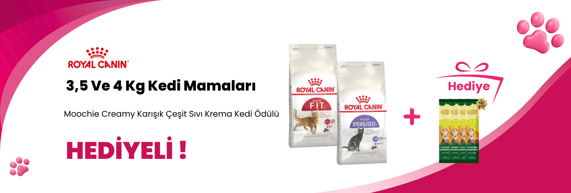 Royal Canin 3,5 ve 4 Kg Kedi Mamalarına Plaisir Pouch Tavuklu ve Ciğerli Yetişkin Kedi Konservesi 100 gr Hediye