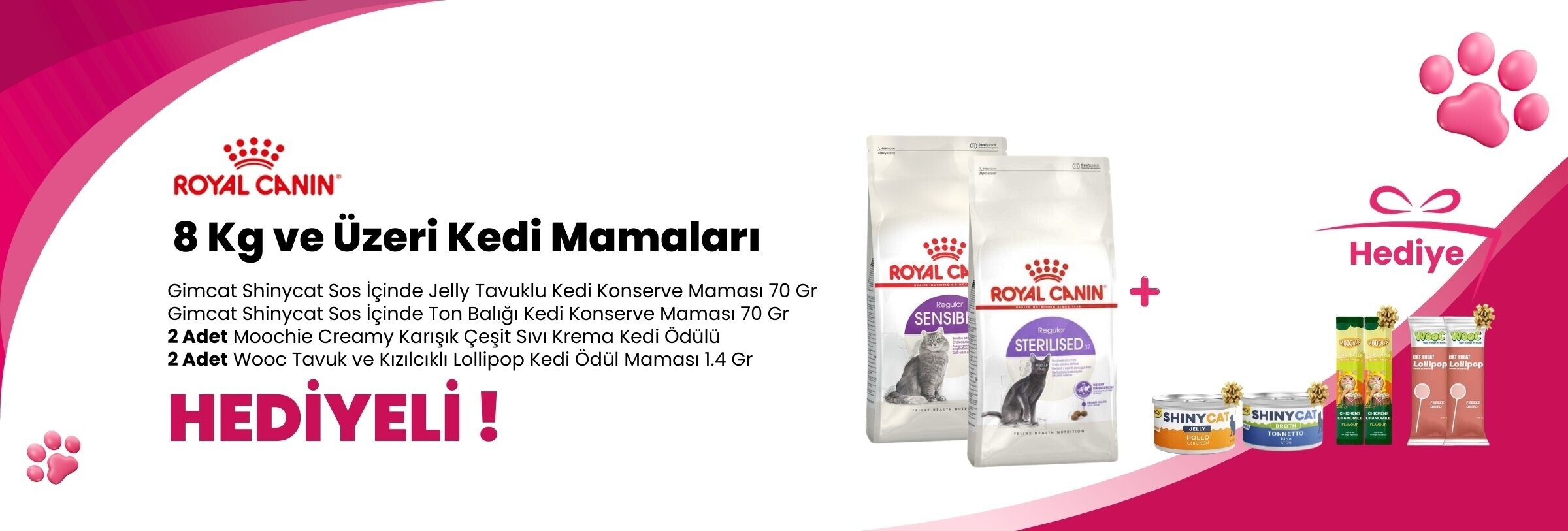 Royal Canin 8 Kg ve Üzeri Kedi Mamalarına Supreme Cat Kıyılmış Ördek ve Somonlu , Supreme Cat Püre Tavuklu ve Supreme Ördekli Mus Kedi Konservesi 85 gr Hediye