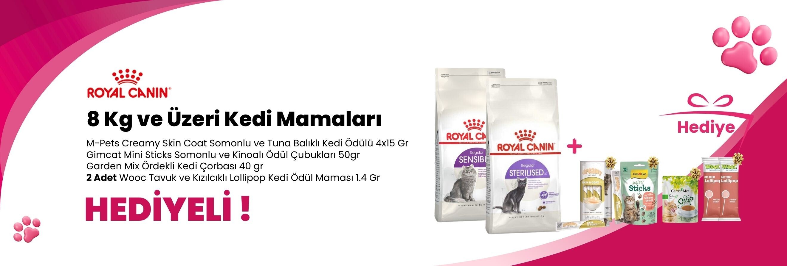 Royal Canin 8 Kg ve Üzeri Kedi Mamalarına Supreme Cat Kıyılmış Ördek ve Somonlu , Supreme Cat Püre Tavuklu ve Supreme Ördekli Mus Kedi Konservesi 85 gr Hediye