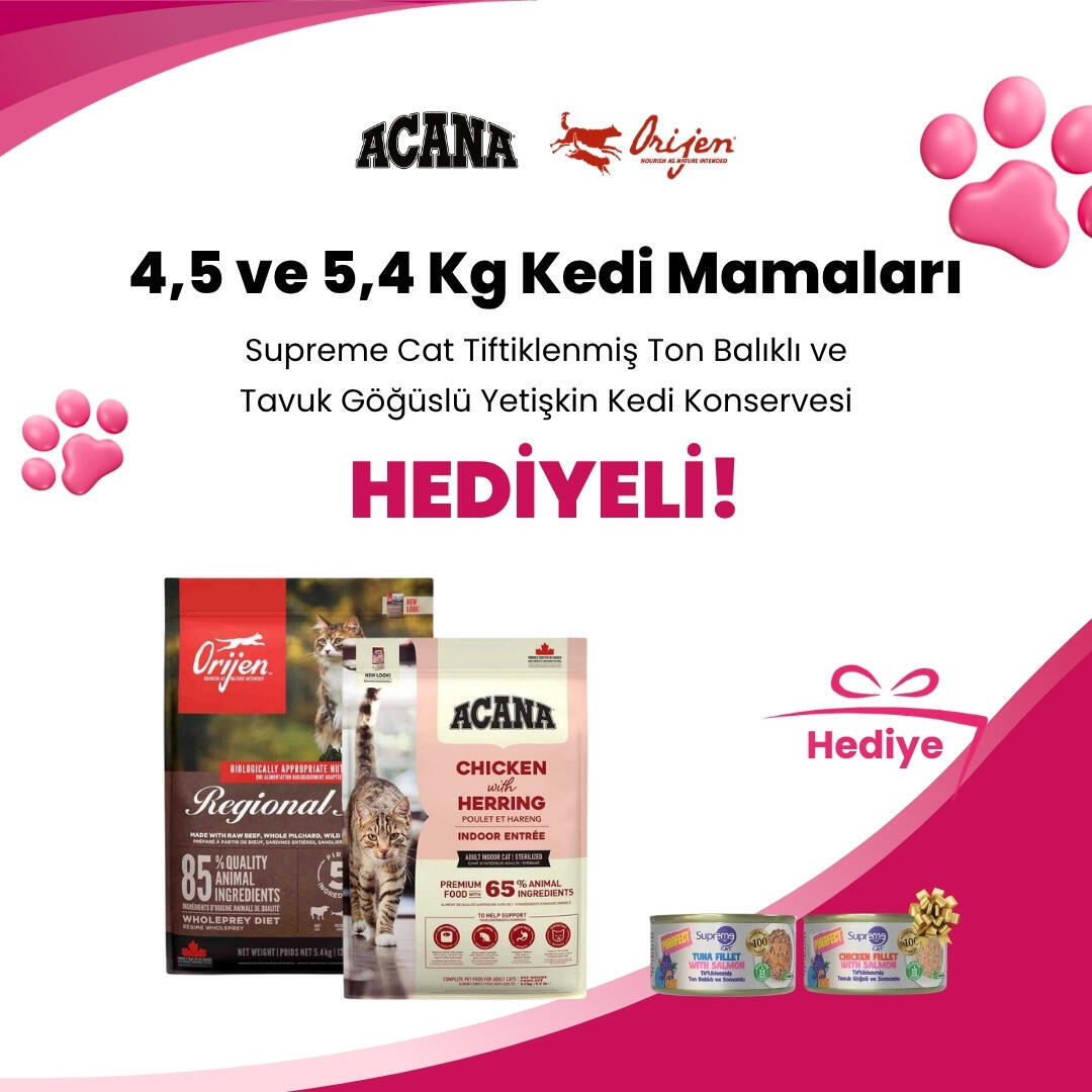 Acana ve Orijen 4,5 ve 5,4 Kg Kedi Mamalarına