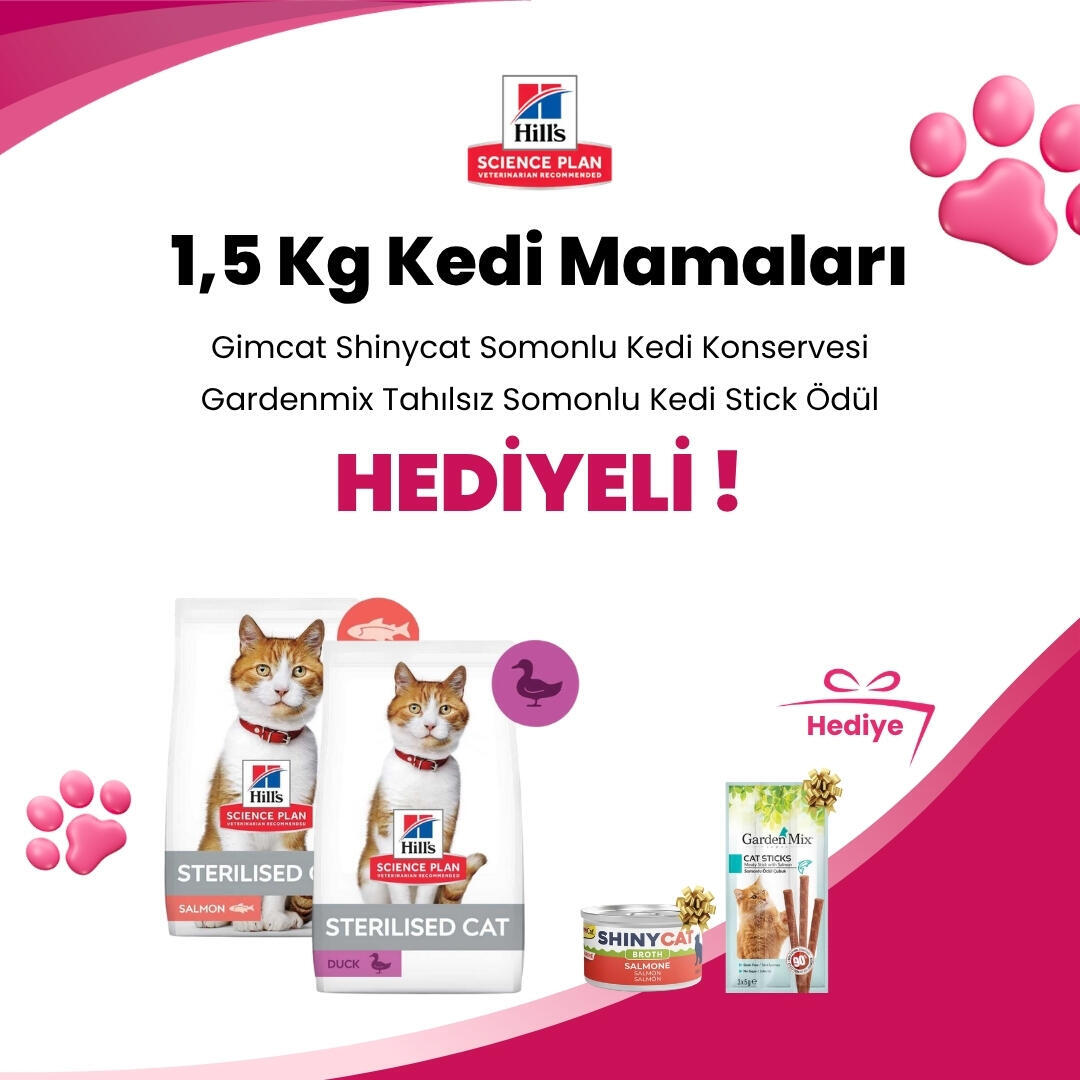 Hill's Science Plan 1,5 Kg Kedi Mamalarına M-Pets Wonders Ollie Pofuduk Fare Kedi Oyuncağı 6 Cm ve LaVital Ördekli Kedi Ödül Maması 80 Gr Hediye
