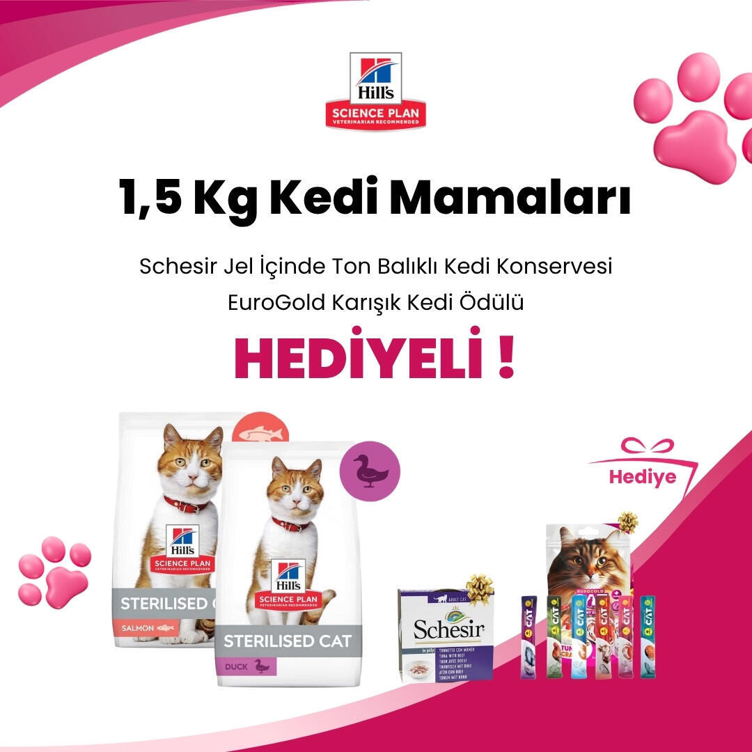 Hill's Science Plan 1,5 Kg Kedi Mamalarına M-Pets Wonders Ollie Pofuduk Fare Kedi Oyuncağı 6 Cm ve LaVital Ördekli Kedi Ödül Maması 80 Gr Hediye