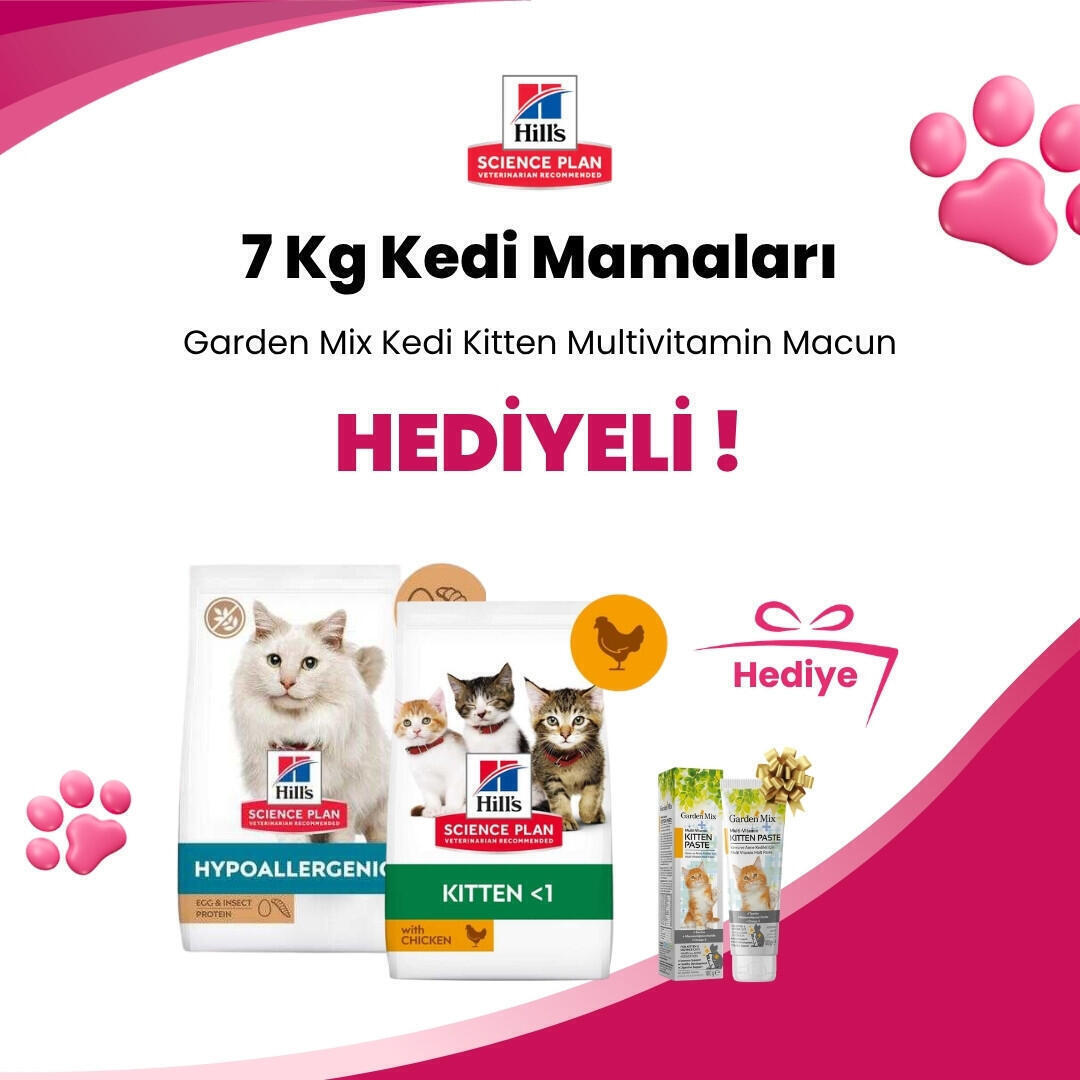Hill's Science Plan 7 Kg Yavru Kedi Mamalarına Garden Mix Kedi Kitten Multivitamin Macun 100 gr Hediye