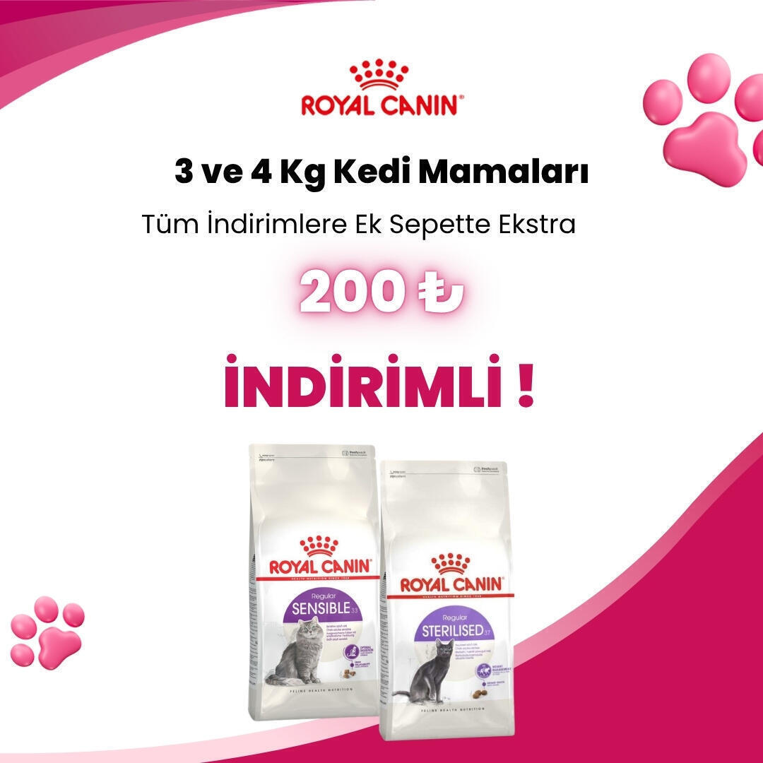 Royal Canin 3,5 ve 4 Kg Kedi Mamalarına 200 TL Sepette İndirim