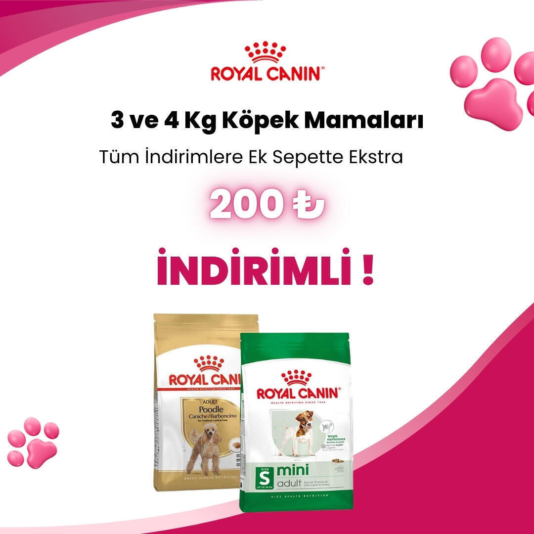 Royal Canin 3 ve 4 Kg Köpek Mamalarına 200 TL Sepette İndirim