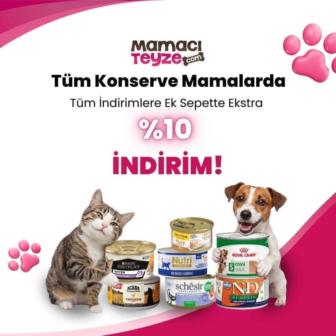 Tüm Kedi ve Köpek Konserve Mamalarına %10