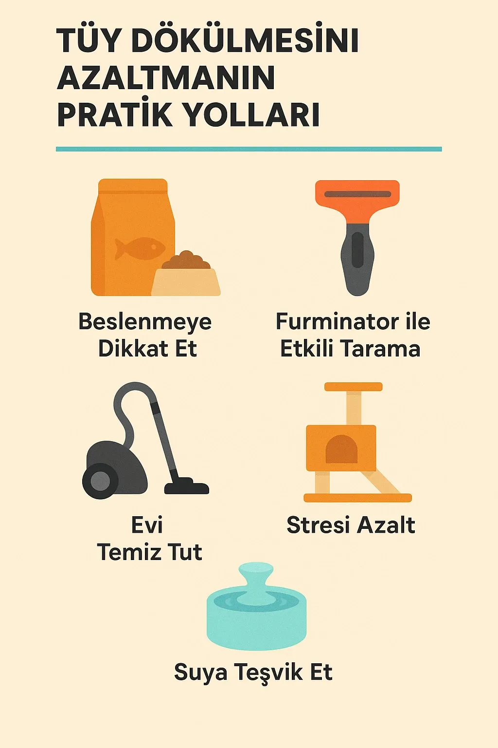 kedilerde tüy dökülmesine karşı çözümler infografik