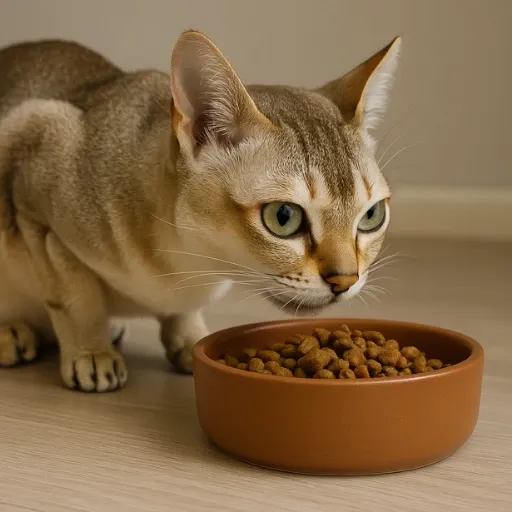 singapura kedisi beslenmesi beslenen bir kedi