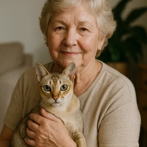 singapura kedisi sahibi ile birlikte
