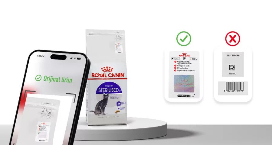 Royal Canin orijinallik doğrulaması için doğru karekod alanı