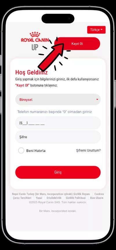 Adım 2 — Kayıt Ol butonu