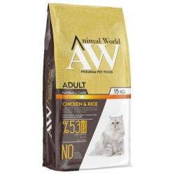Animal World Hairball Tüy Yumağı Önleyici Tavuklu Yetişkin Kedi Maması 15 kg - Animal World