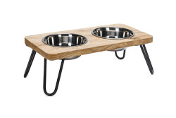 Beeztees DBL Kedi İkili Mama ve Su Kabı, Paslanmaz Çelik, Beyaz, 31x16x10cm, 2x350ml - Beeztees