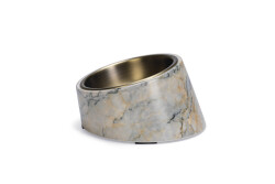 Beeztees DBL Kedi Mama Su Kabı, Paslanmaz Çelik, Bej Mermer Görünümlü, 14,5x3,3x7,6cm, 160ml - Beeztees