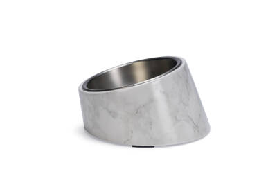 Beeztees DBL Kedi Mama Su Kabı, Paslanmaz Çelik, Beyaz Mermer Görünümlü, 14,5x3,3x7,6cm, 160ml - 1
