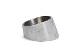 Beeztees DBL Kedi Mama Su Kabı, Paslanmaz Çelik, Beyaz Mermer Görünümlü, 14,5x3,3x7,6cm, 160ml - 1