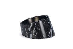 Beeztees DBL Kedi Mama Su Kabı, Paslanmaz Çelik, Siyah Mermer Görünümlü, 14,5x3,3x7,6cm, 160ml - 1