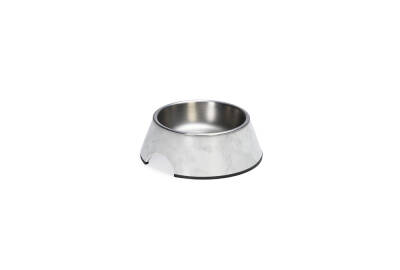 Beeztees DBL Köpek Mama Su Kabı, Mat Paslanmaz Çelik, Beyaz Mermer Görünümlü, 14cm, 160ml - 4