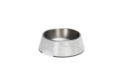 Beeztees DBL Köpek Mama Su Kabı, Mat Paslanmaz Çelik, Beyaz Mermer Görünümlü, 17,5cm, 350ml - 4