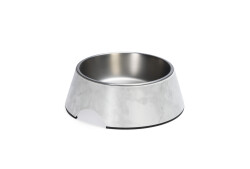 Beeztees DBL Köpek Mama Su Kabı, Mat Paslanmaz Çelik, Beyaz Mermer Görünümlü, 22cm, 700ml - 3