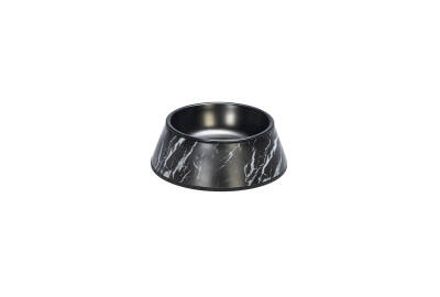Beeztees DBL Köpek Mama Su Kabı, Mat Siyah Paslanmaz Çelik, Siyah Mermer Görünümlü, 14cm, 160ml - 1