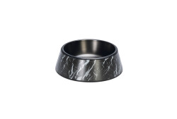 Beeztees DBL Köpek Mama Su Kabı, Mat Siyah Paslanmaz Çelik, Siyah Mermer Görünümlü, 17,5cm, 350ml - Beeztees