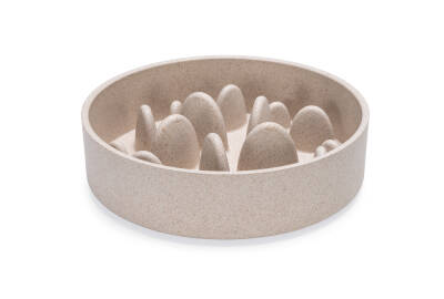 Beeztees DBL Köpek Yavaş Besleme Mama Kabı, Bambu, Bej, 17cm, 800ml - 1