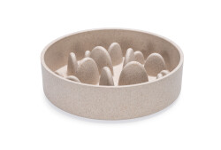 Beeztees DBL Köpek Yavaş Besleme Mama Kabı, Bambu, Bej, 17cm, 800ml - Beeztees