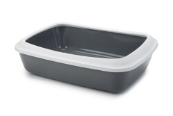 Beeztees Kalın Kenarlı Açık Kedi Tuvaleti, Gri, 50x37x14cm - Beeztees