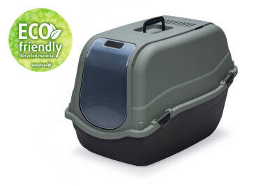 Beeztees Kapalı Kedi Tuvaleti, Koku Filtreli, Antrasit Koyu Mavi, 64x44x46cm - 2