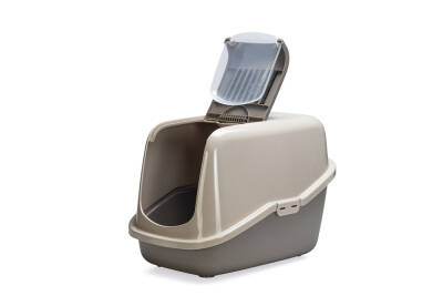 Beeztees Kapalı Kedi Tuvaleti, Koku Filtreli, Bej Gri, 56x39x39cm - 2