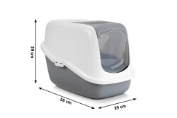 Beeztees Kapalı Kedi Tuvaleti, Koku Filtreli, Gri Beyaz, 56x39x39cm - 2