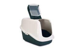 Beeztees Kapalı Kedi Tuvaleti, Koku Filtreli, Koyu Yeşil Beyaz, 56x39x39cm - 2