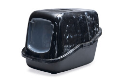 Beeztees Kapalı Kedi Tuvaleti, Koku Filtreli, Siyah Mermer Antrasit, 56x39x39cm - Beeztees