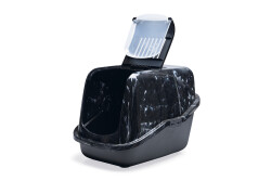 Beeztees Kapalı Kedi Tuvaleti, Koku Filtreli, Siyah Mermer Antrasit, 56x39x39cm - 3