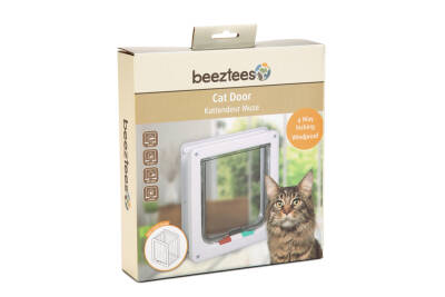Beeztees Kedi Kapısı, Çift Yönlü, 4 fonksiyonlu, Beyaz, 23,5x25,2cm - 2