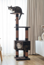 Beeztees Kedi Köşe Tırmalama ve Oyun Evi, Kahverengi, 40x40x135cm - 4