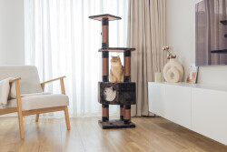 Beeztees Kedi Köşe Tırmalama ve Oyun Evi, Kahverengi, 40x40x135cm - 5