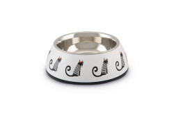 Beeztees Kedi Mama Su Kabı, Paslanmaz Çelik, Beyaz, 14x4,5cm, 160ml - Beeztees