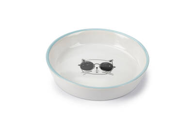 Beeztees Kedi Mama Su Kabı, Seramik, Beyaz, 16cm, 300ml - 1