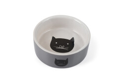 Beeztees Kedi Mama Su Kabı, Seramik, Gri, 11,5cm, 180ml - Beeztees