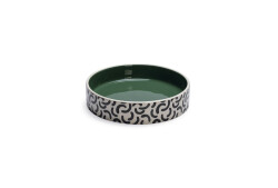 Beeztees Kedi Mama Su Kabı, Seramik, Yeşil / Beyaz, 16,5cm, 300ml - Beeztees