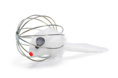 Beeztees Kedi Oyuncağı, Tel Top İçerisinde Pleuş Fare, Çeşitli Renklerde, 5,5cm - 1