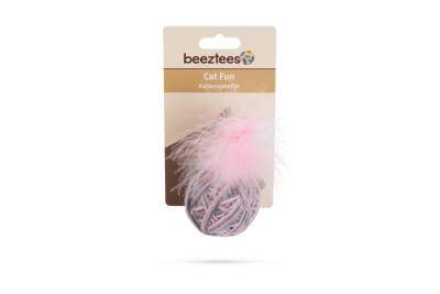 Beeztees Kedi Oyuncağı, Top Tüylü, Yün, Pembe ve Gri, 5cm - 2