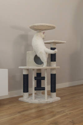Beeztees Kedi Tırmalama ve Oyun Evi, Krem, 50x50x123cm - 4